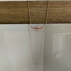 Rose gold leaf necklace with diamonds